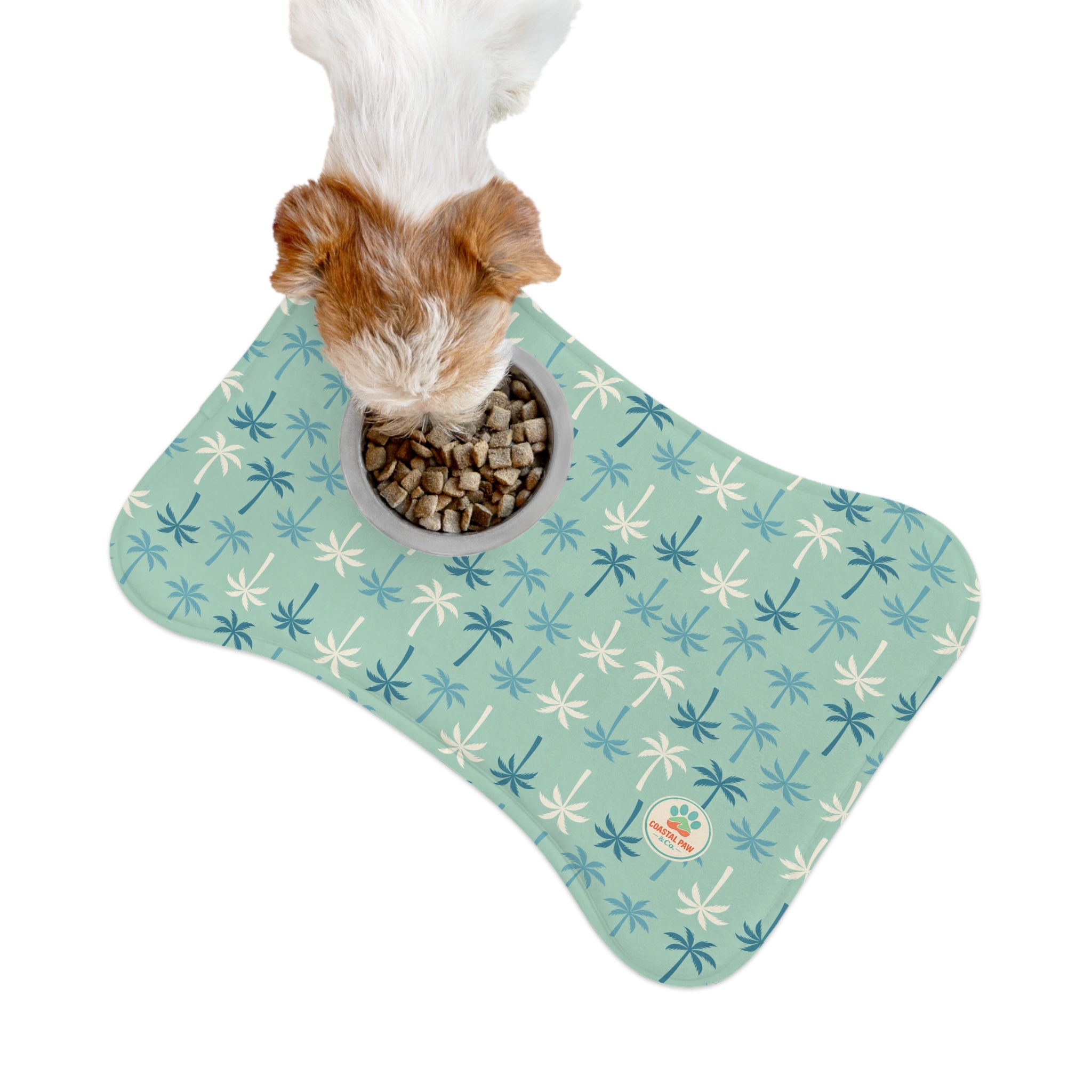 Palm Tree Pattern Pet Feeding Mat | Waterproof Non-Slip Bowl Placemat