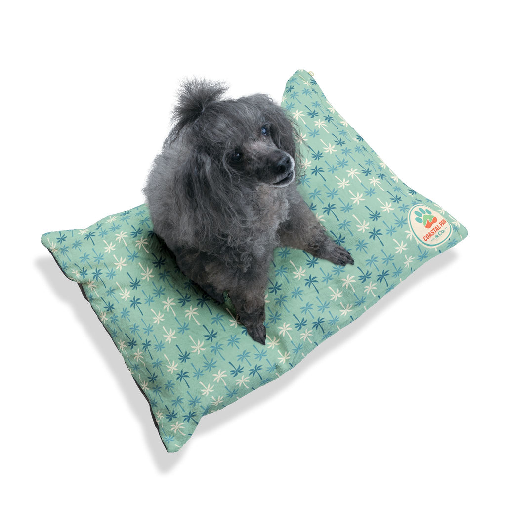 Teal Palm Tree Pet Bed – Soft Fleece Dog & Cat Bed