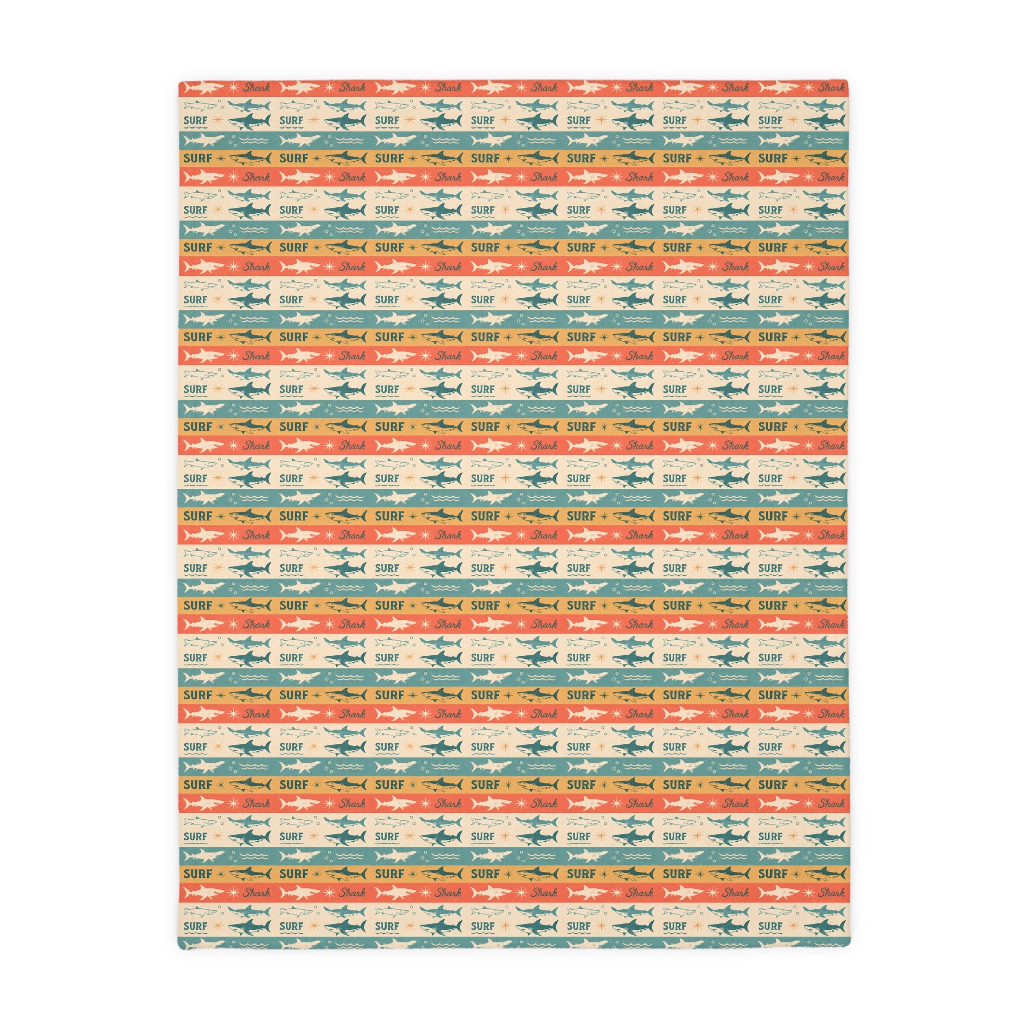 Retro Surf Shark Blanket – Vintage Ocean Pattern Cozy Throw