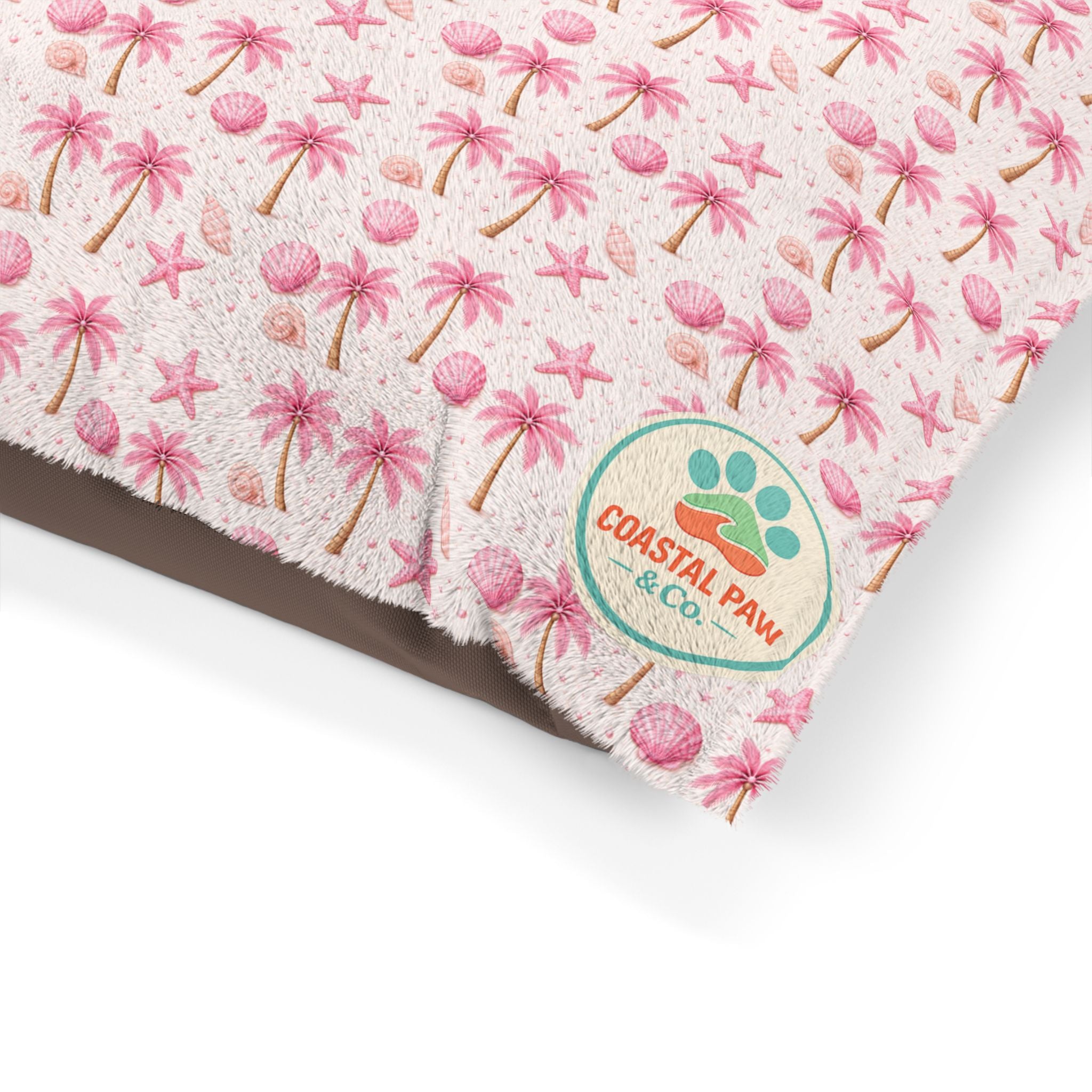 Pink Palm Trees Pattern Pet Bed | Tropical Palm Print Cushion