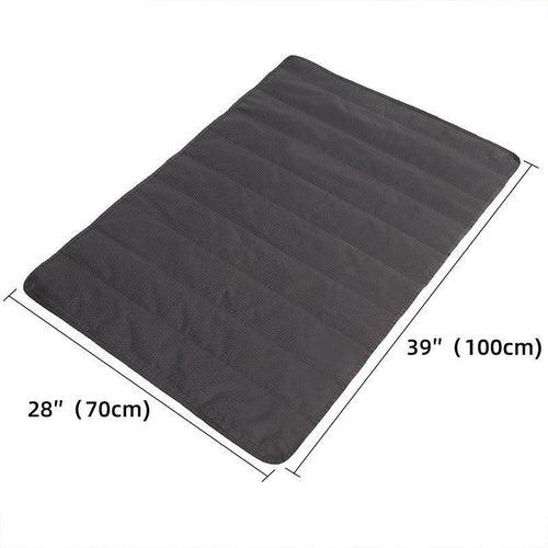 Black rectangular pet bed measuring 28 by 39 inches with quilted texture, Coastal Paw & Co