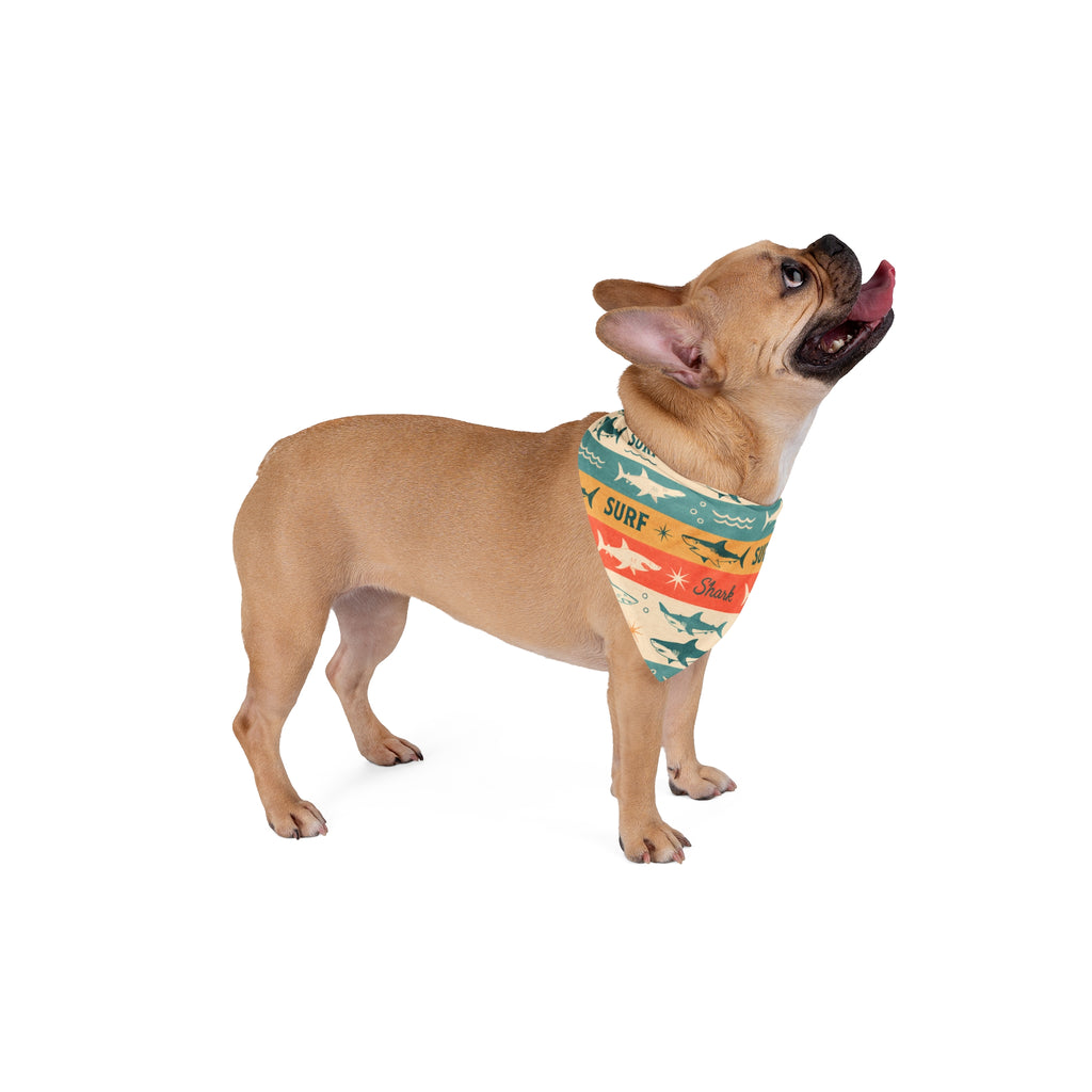 Retro Surf Sharks Pet Bandana | Beach Waves Stripes