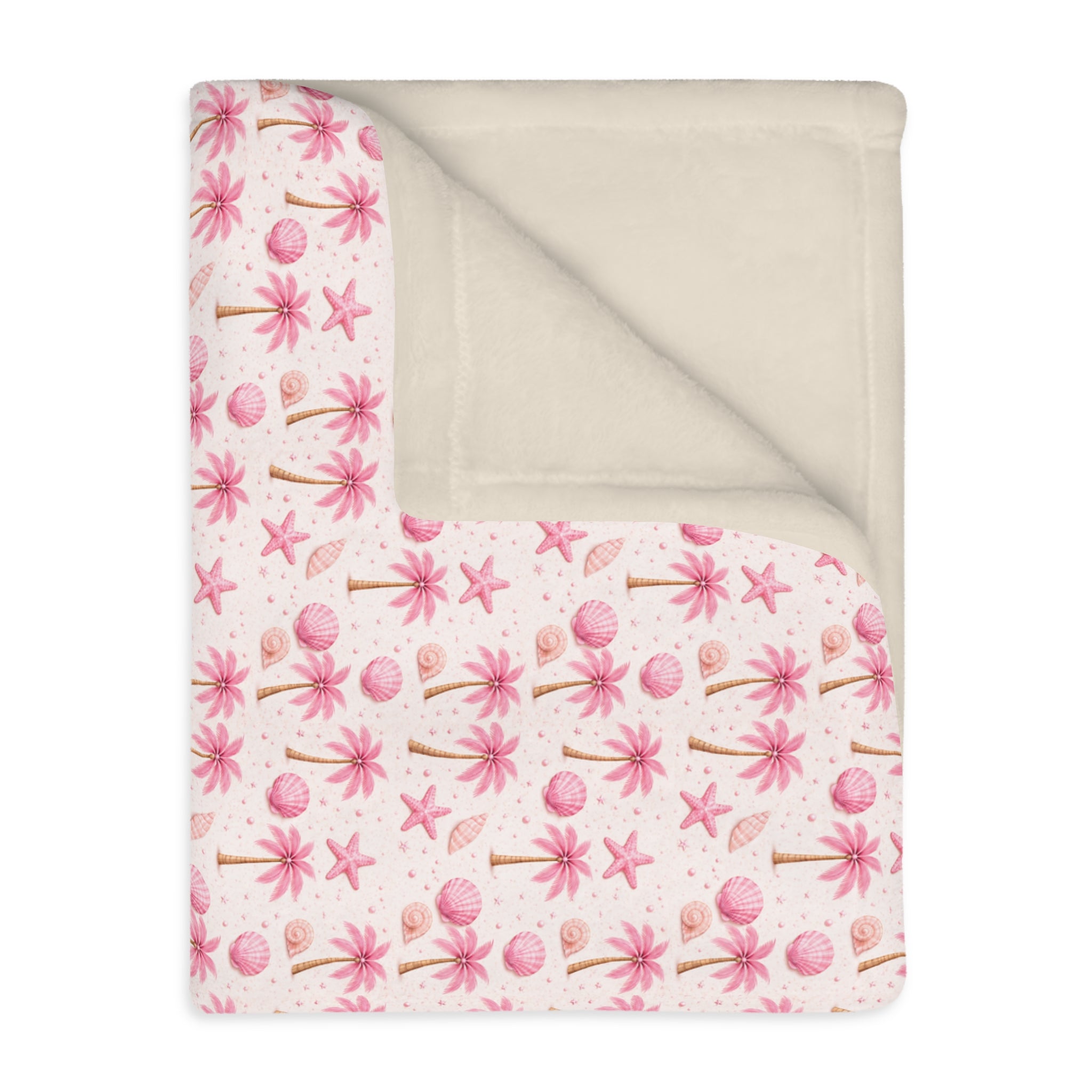 Pink Palm Tree Pattern Blanket | Velveteen Microfiber Throw