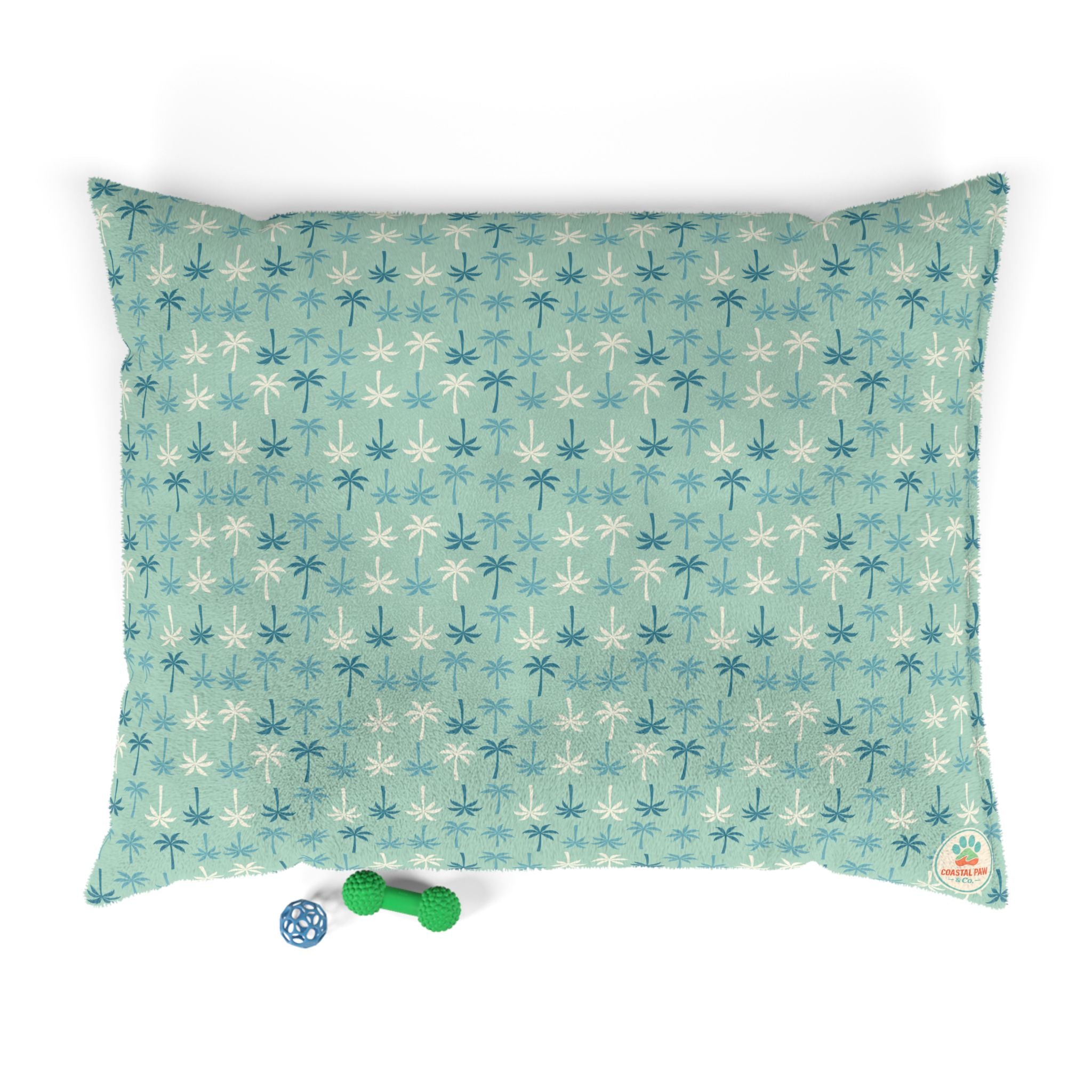 Teal Palm Tree Pet Bed – Soft Fleece Dog & Cat Bed