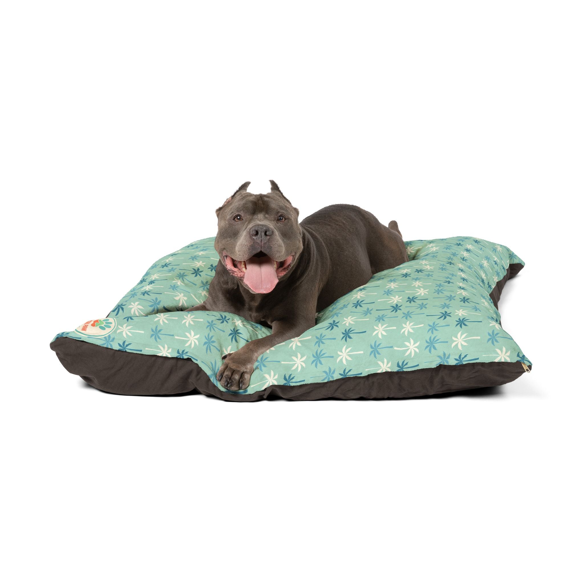 Teal Palm Tree Pet Bed – Soft Fleece Dog & Cat Bed