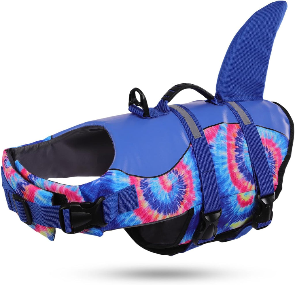 Dog Life Jacket - Pet Safety Vest for Swimming & Boating, Shark Life Jacket with Floatation, Dog Lifesavers  (Blue Bandhnu, XL)