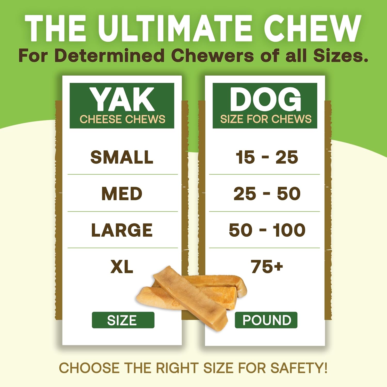 Gold Yak Chews for Medium Dogs (3 Medium Sized Chews) - Coastal Paw & Co