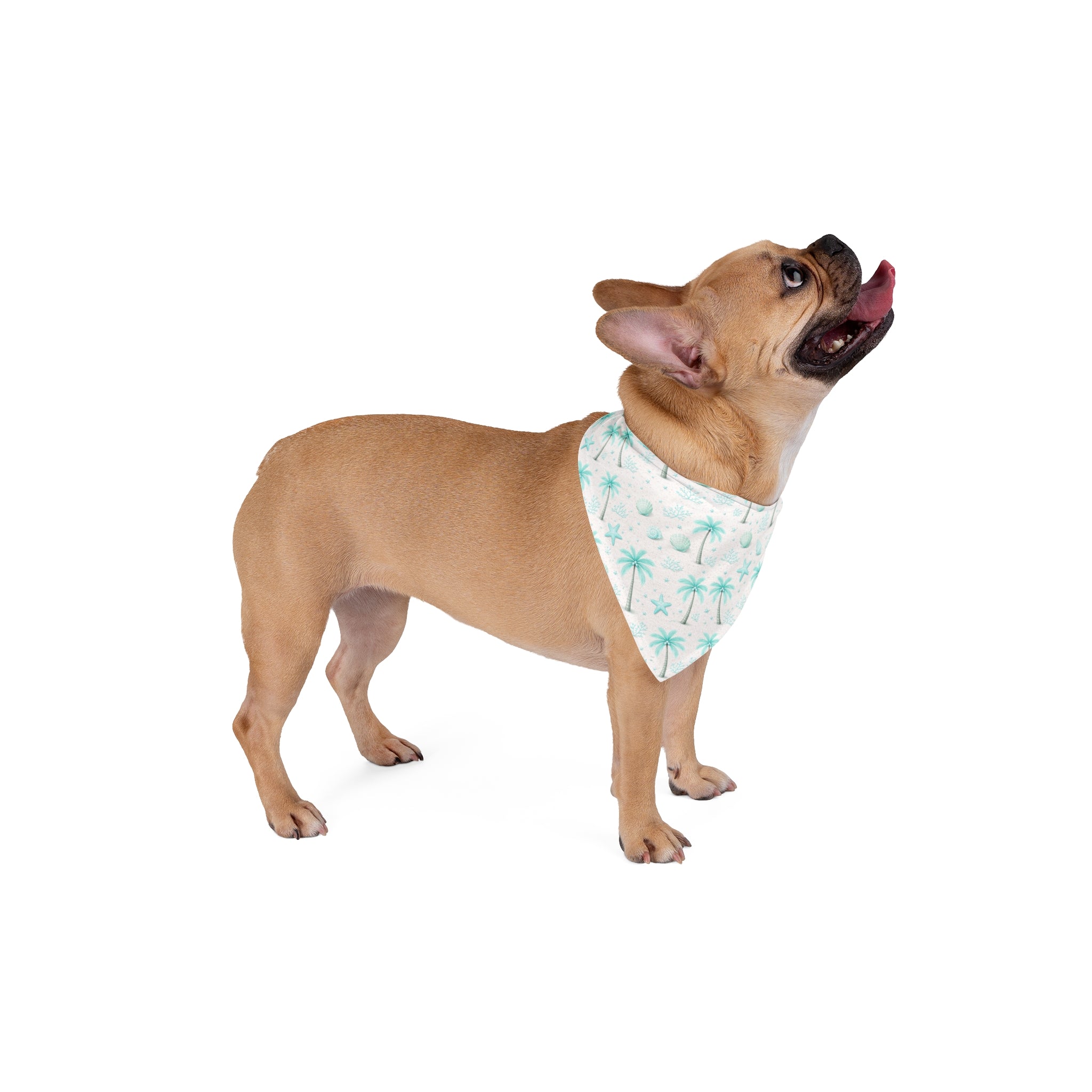 Aqua Palm Tree Pattern Pet Bandana | Tropical Beach Print