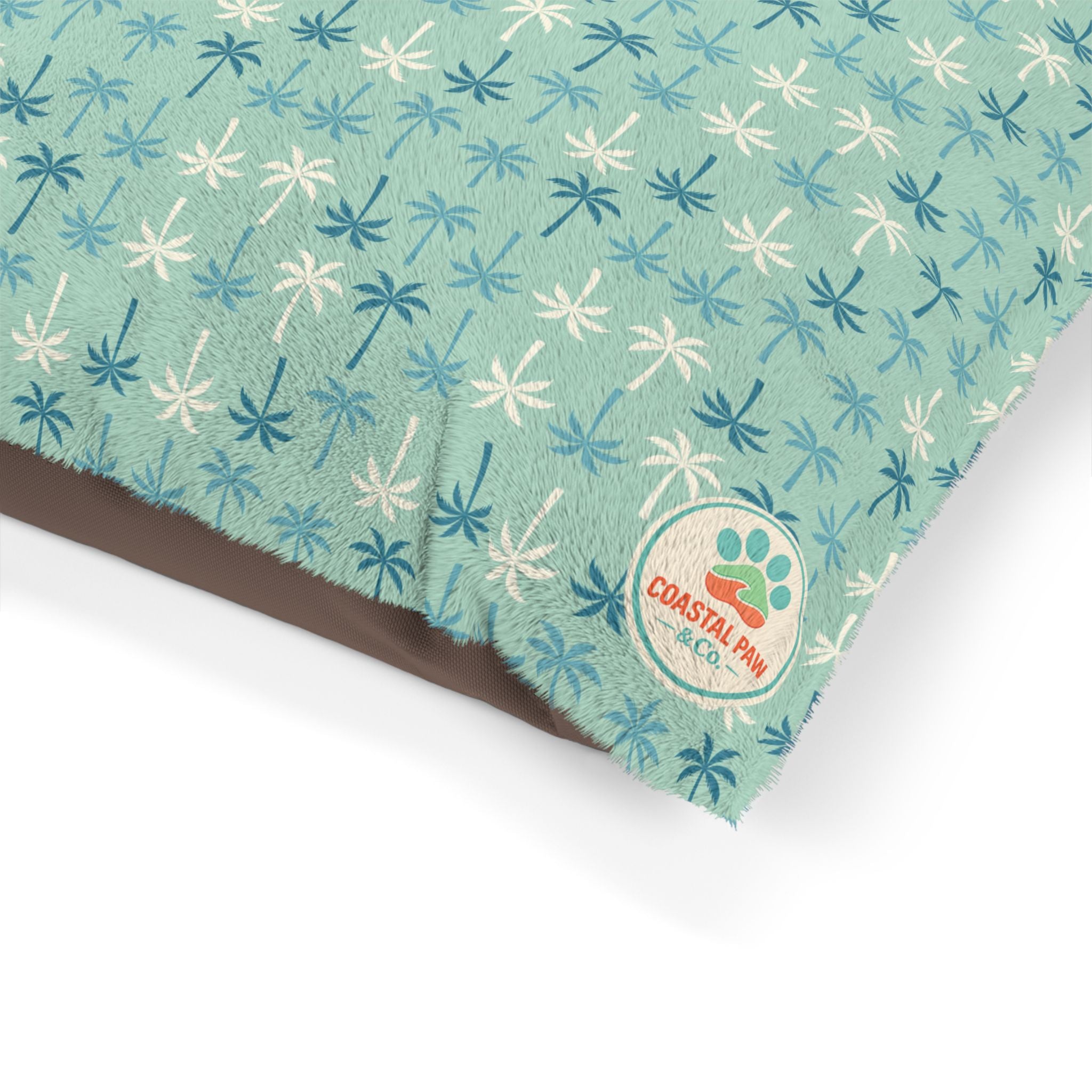 Teal Palm Tree Pet Bed – Soft Fleece Dog & Cat Bed