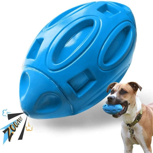 Soft & Durable Rubber Rugby Dog Ball With Squeaker - Coastal Paw & Co