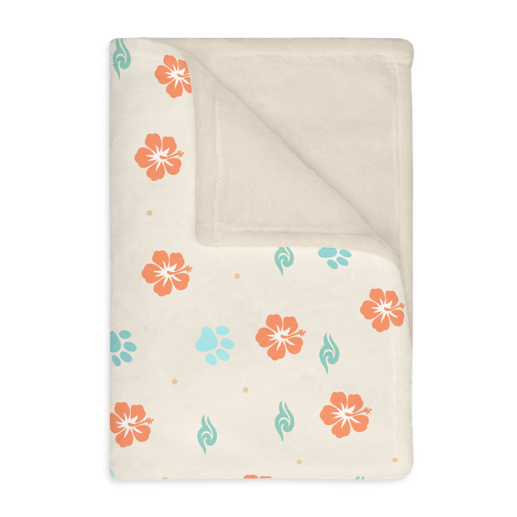 Floral Paw Print Blanket Velveteen Microfiber Blanket | Two-Sided Print