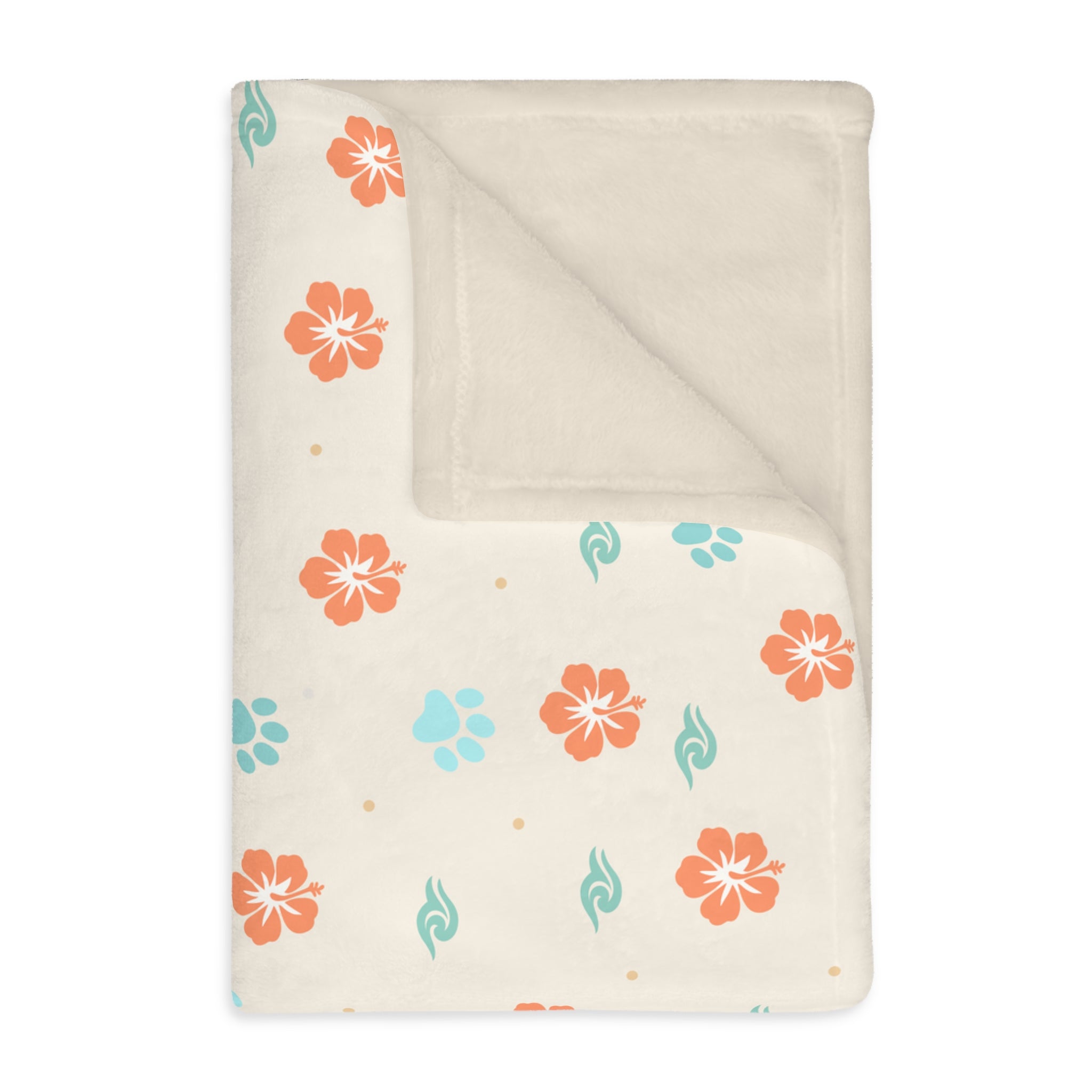 Floral Paw Print Blanket Velveteen Microfiber Blanket | Two-Sided Print