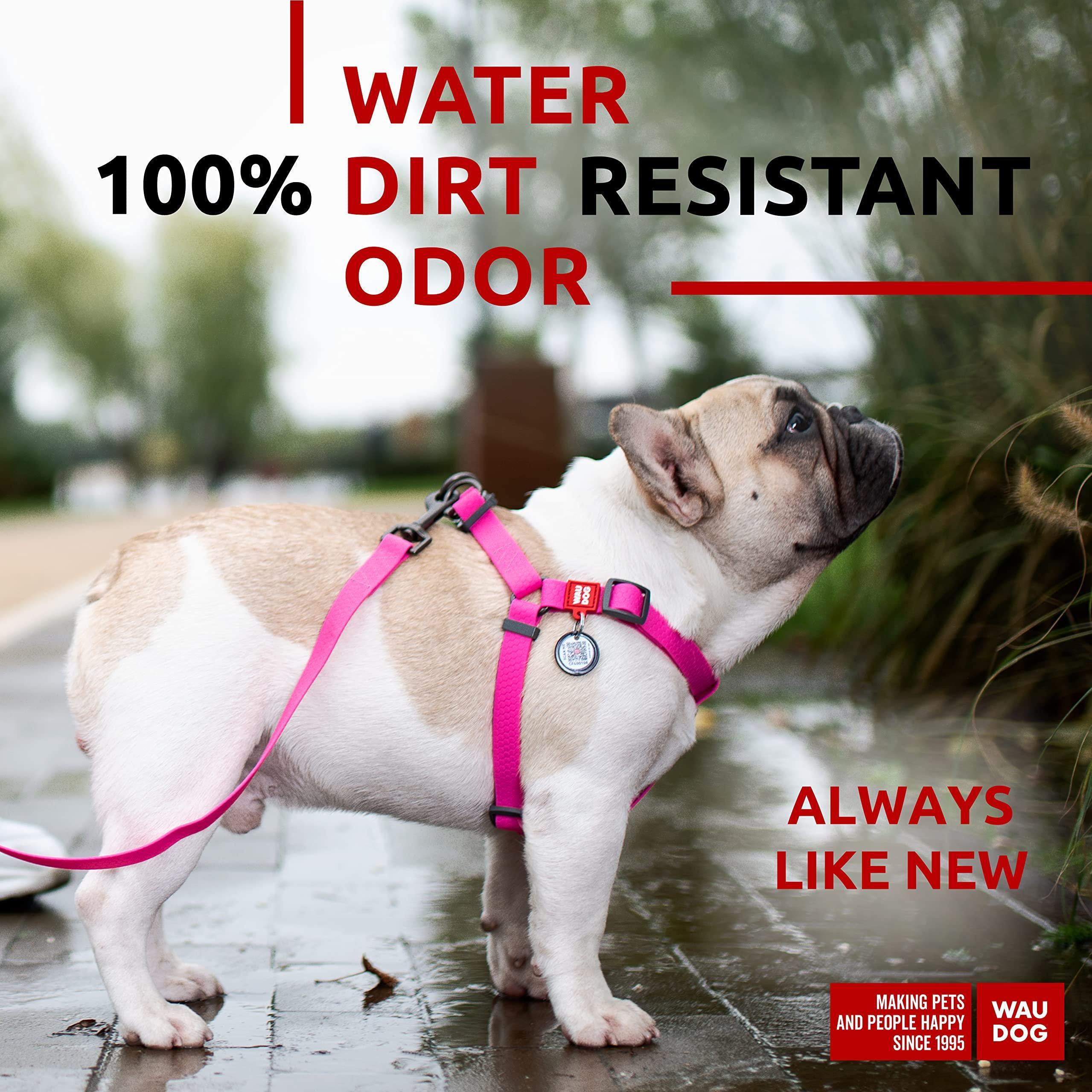 Waterproof Dog Harness Adjustable Dog Harness for Large Dogs Small and Medium Dogs Heavy Duty Dog Harness with Durable Metal Clasp and QR Dog Tag Boy & Girl Dog Harness Pink (20 32In)
