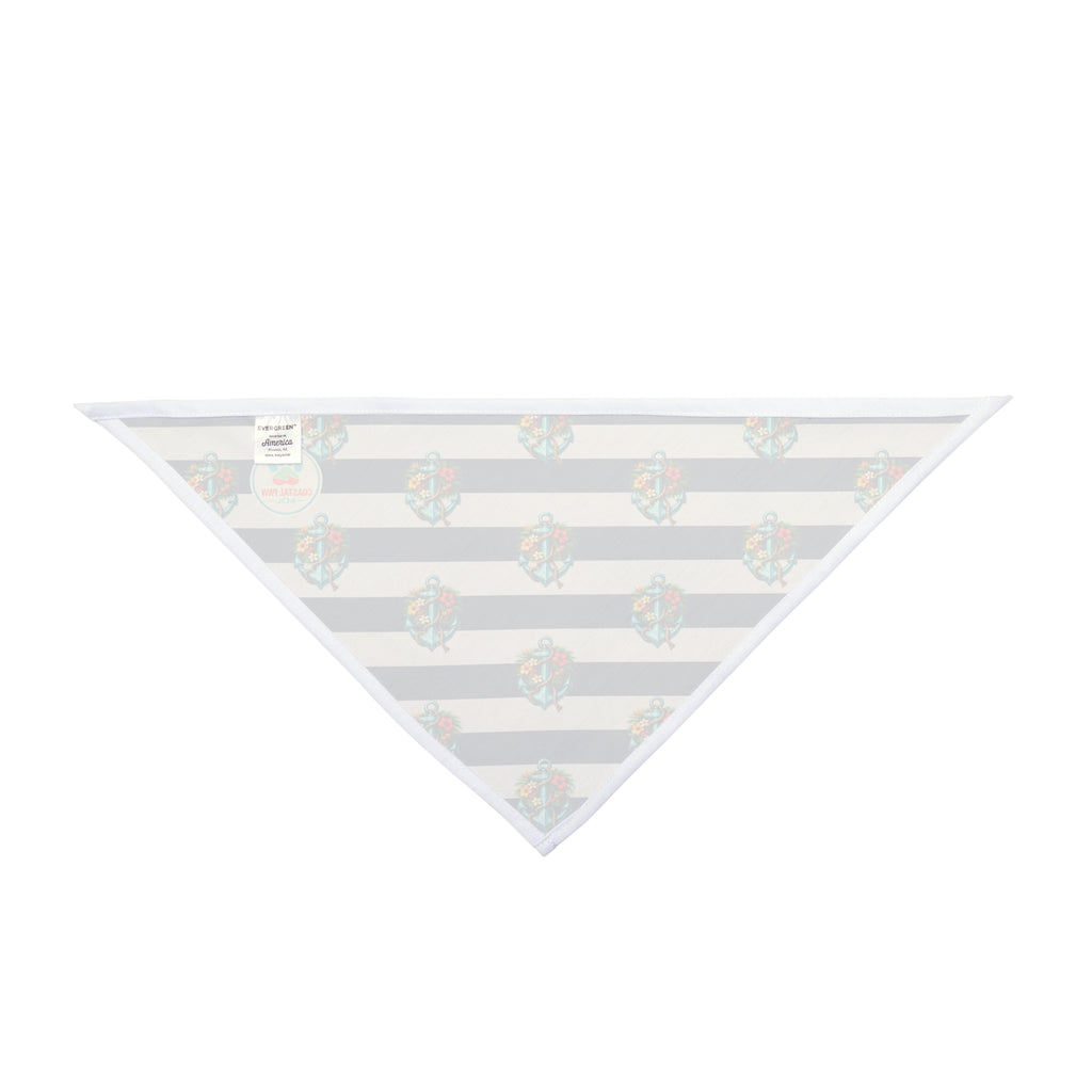 Nautical Anchor Floral Stripe Pet Bandana | Blue White Striped Dog Bandana