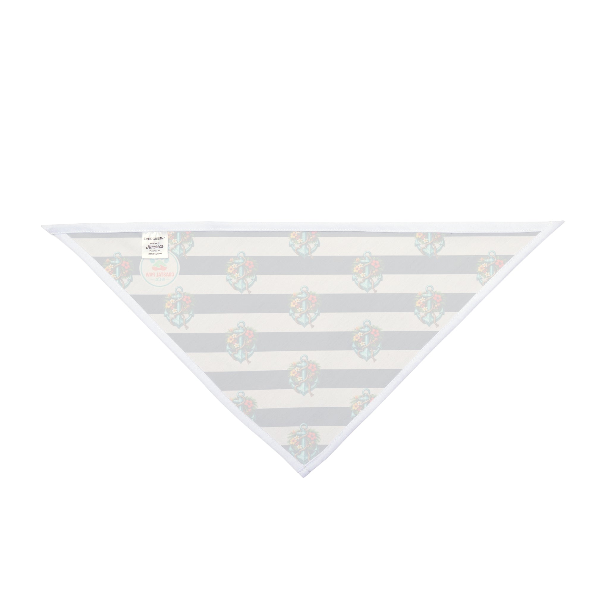 Nautical Anchor Floral Stripe Pet Bandana | Blue White Striped Dog Bandana