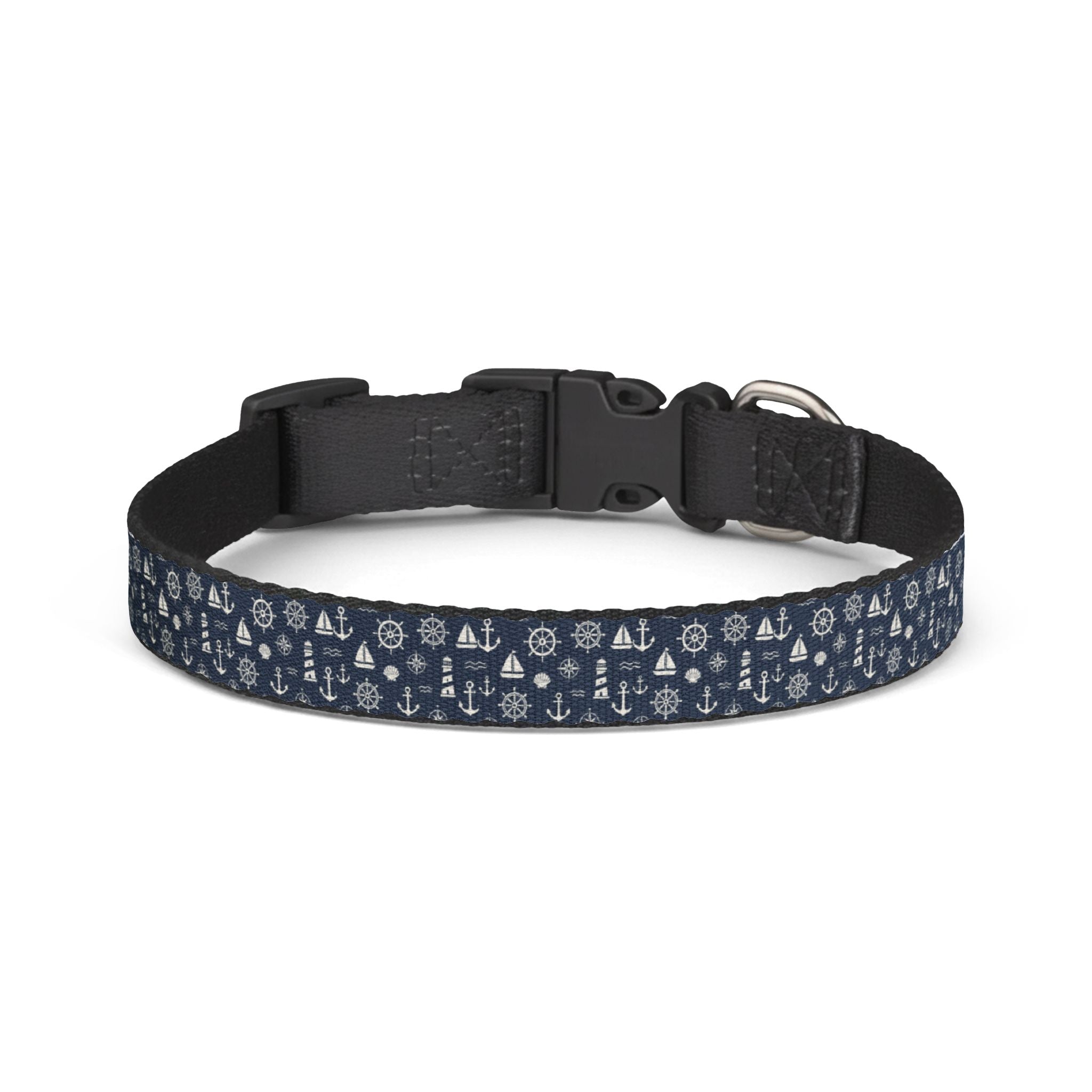 Navy Sailboat Clip-on Collar | Lighthouse Pattern Pet Collar