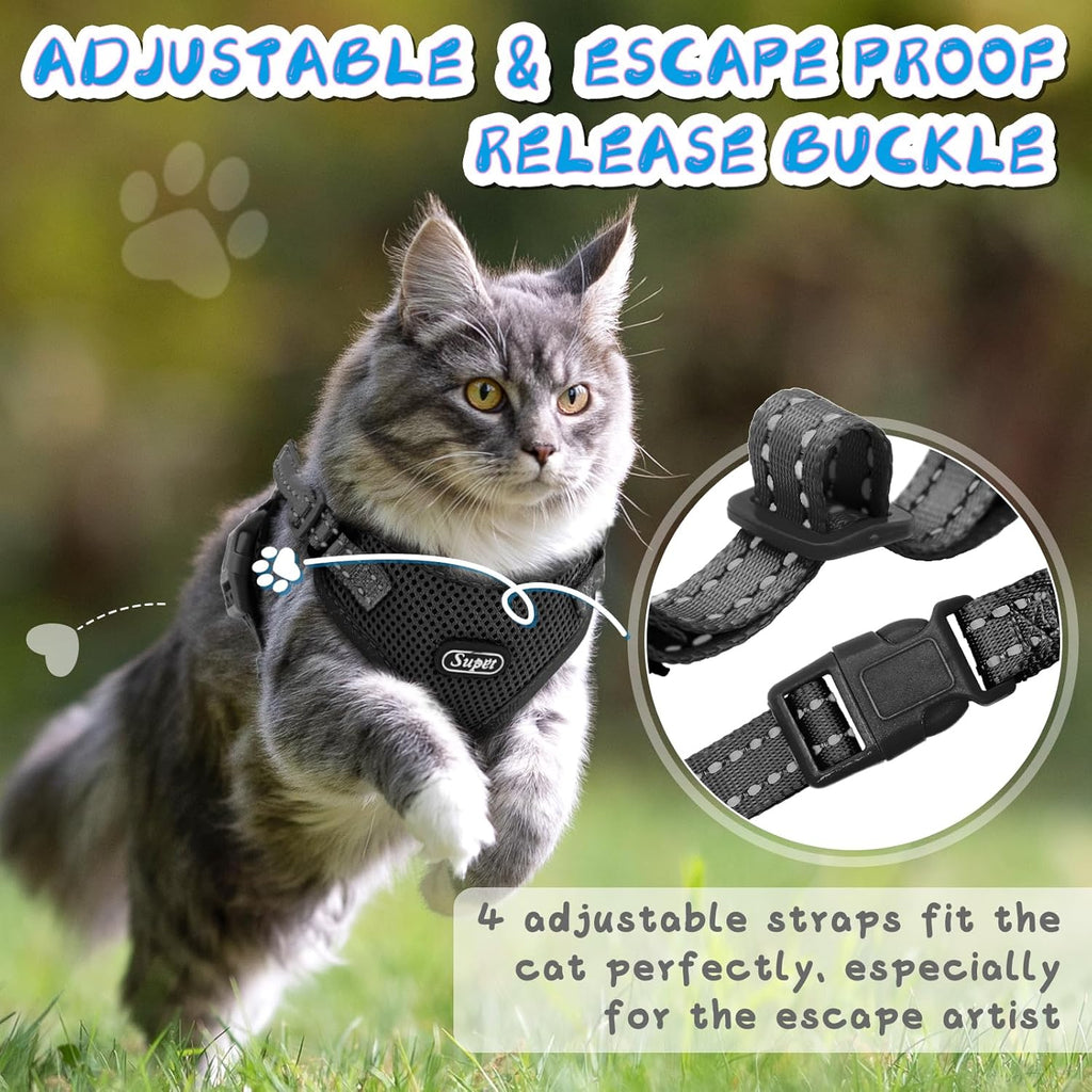 Cat Harness and Leash Set for Small to Large Cats Adjustable Cat Vest Harness with Reflective Trim Universal Cat Leash and Harness for Cats/Puppies