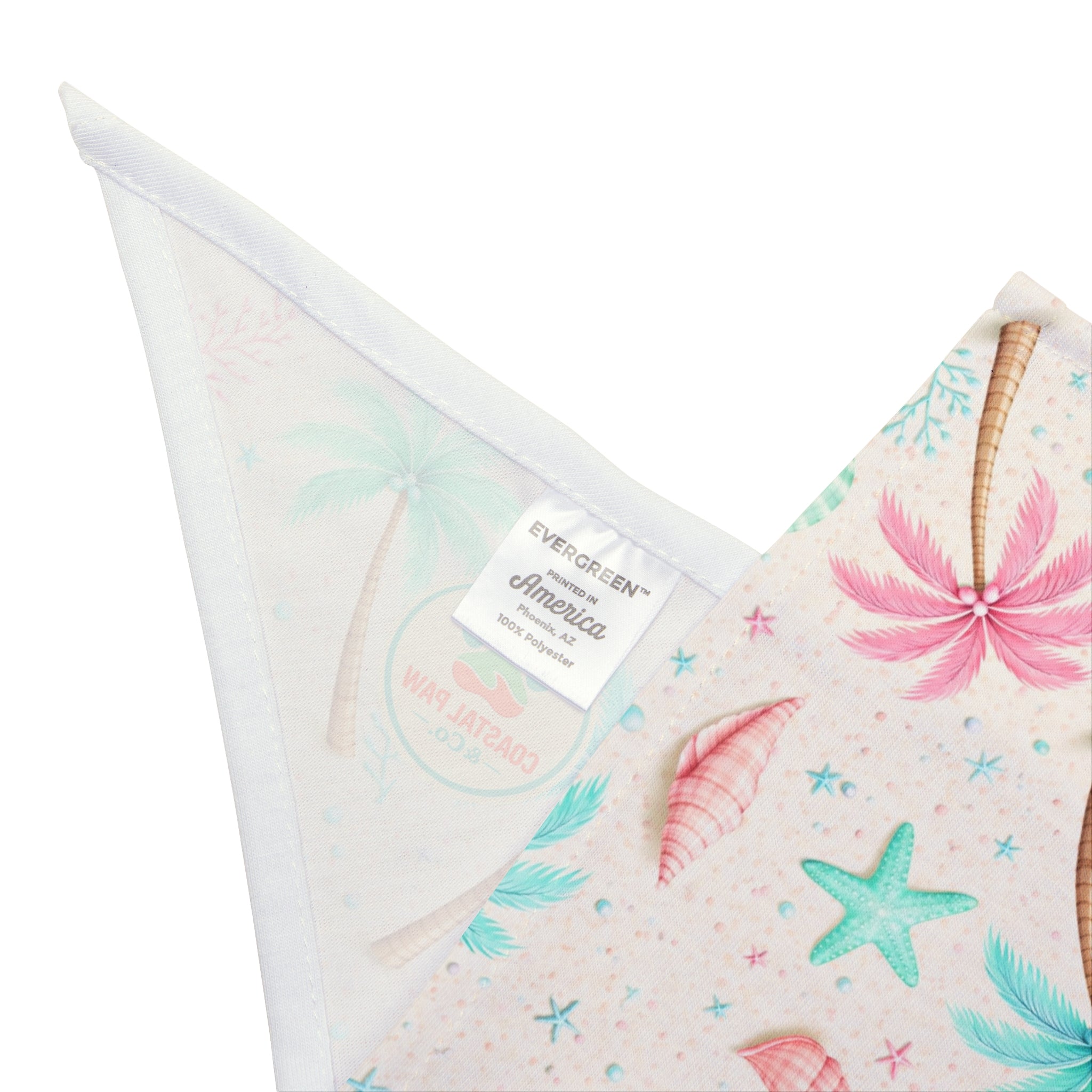 Pastel Beach, Palm Tree, Shells, Pet Bandana | Seashell Starfish Summer Bandana