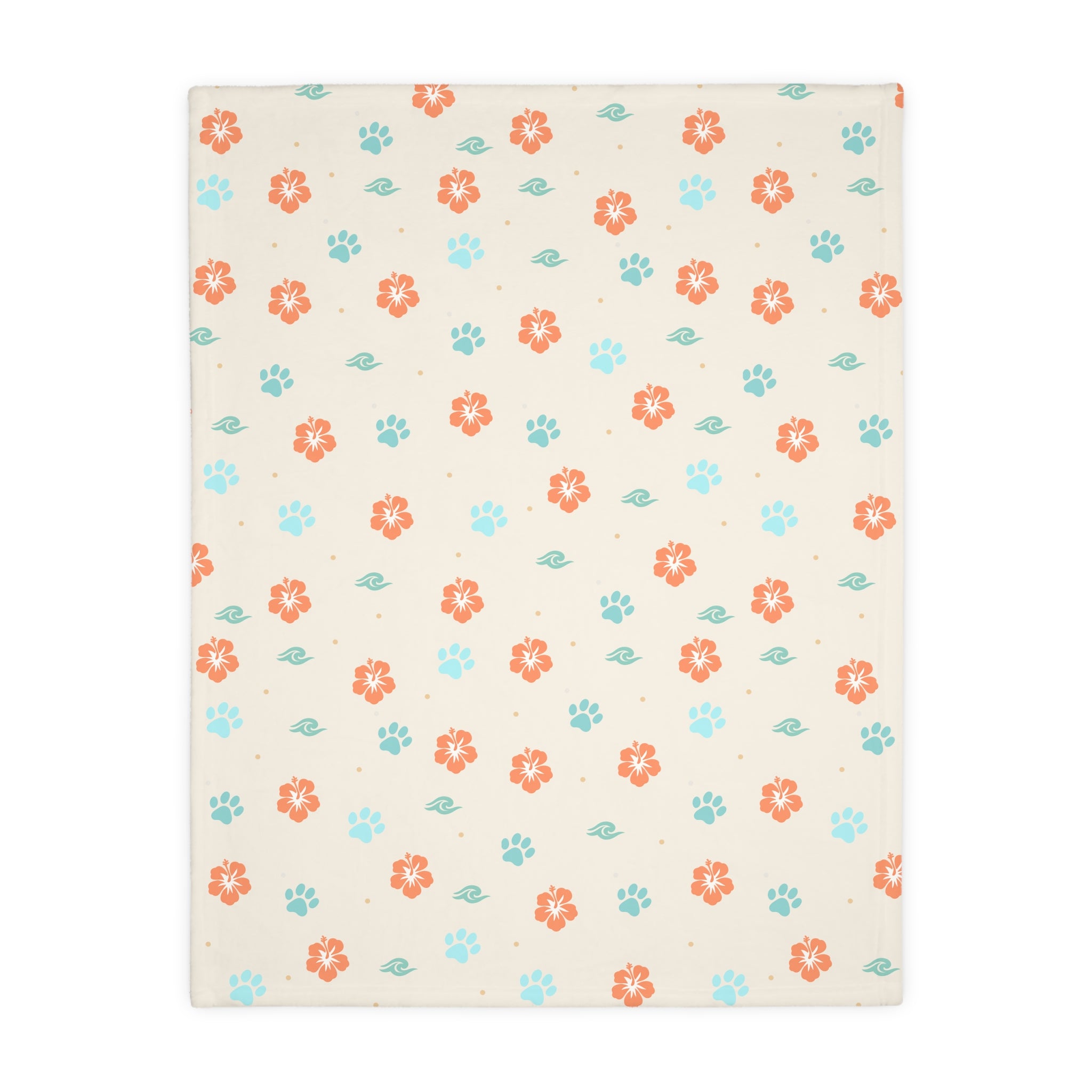 Floral Paw Print Blanket Velveteen Microfiber Blanket | Two-Sided Print