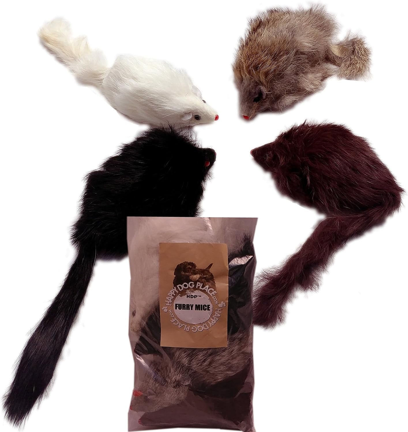 Long Haired Furry Mice Cat Toy Size:Pack of 4