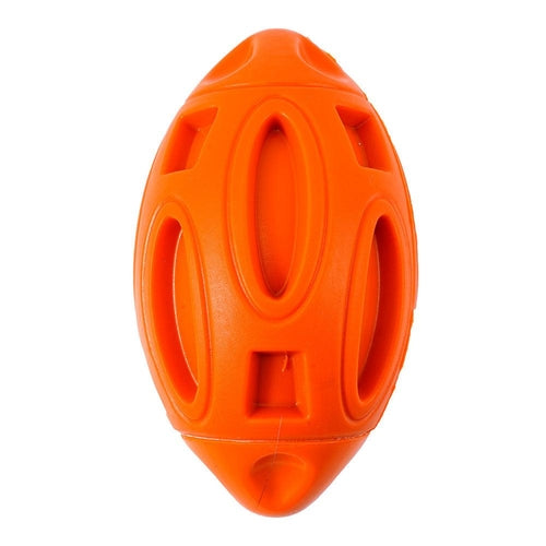 Soft & Durable Rubber Rugby Dog Ball With Squeaker - Coastal Paw & Co