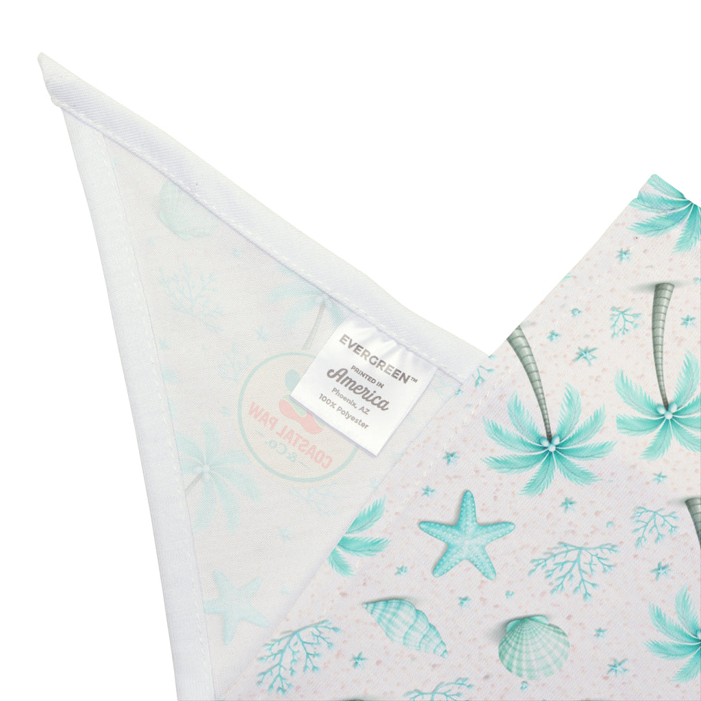 Aqua Palm Tree Pattern Pet Bandana | Tropical Beach Print