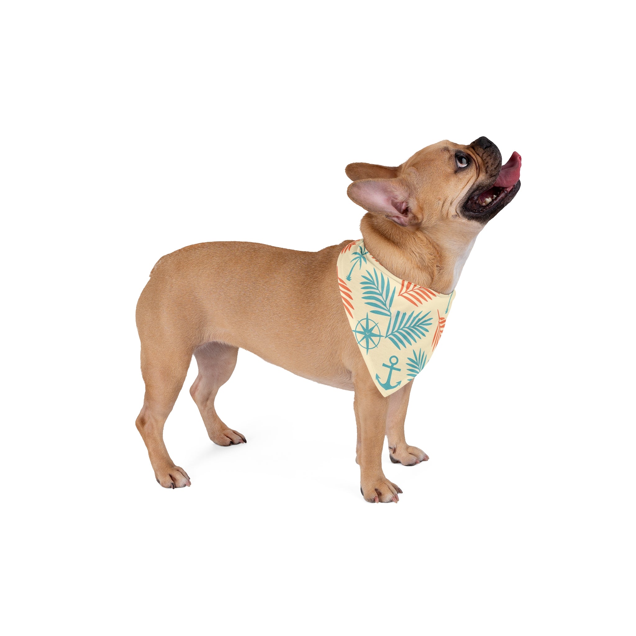 Tropical Palm Anchor Pattern Pet Bandana | Nautical Summer Dog Bandana