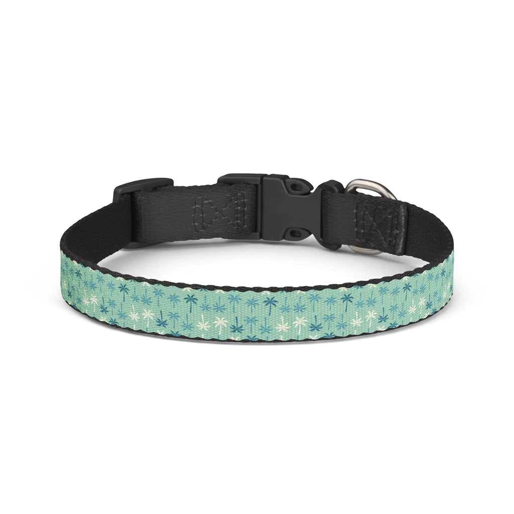 Teal Palm Tree Pattern Clip-on Collar | Teal Pet Collar, Adjustable Dog Cat Collar
