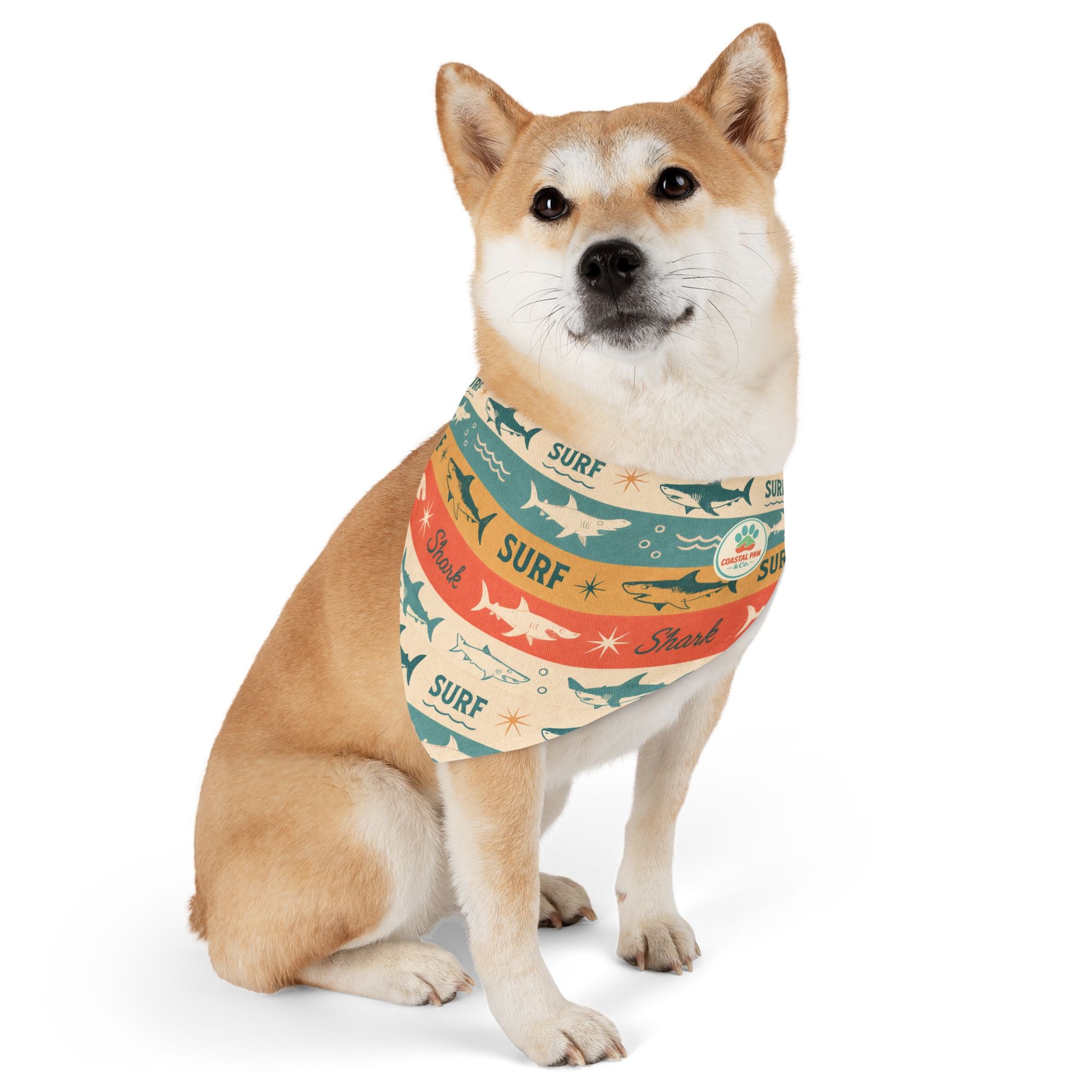 Retro Surf Sharks Pet Bandana Collar