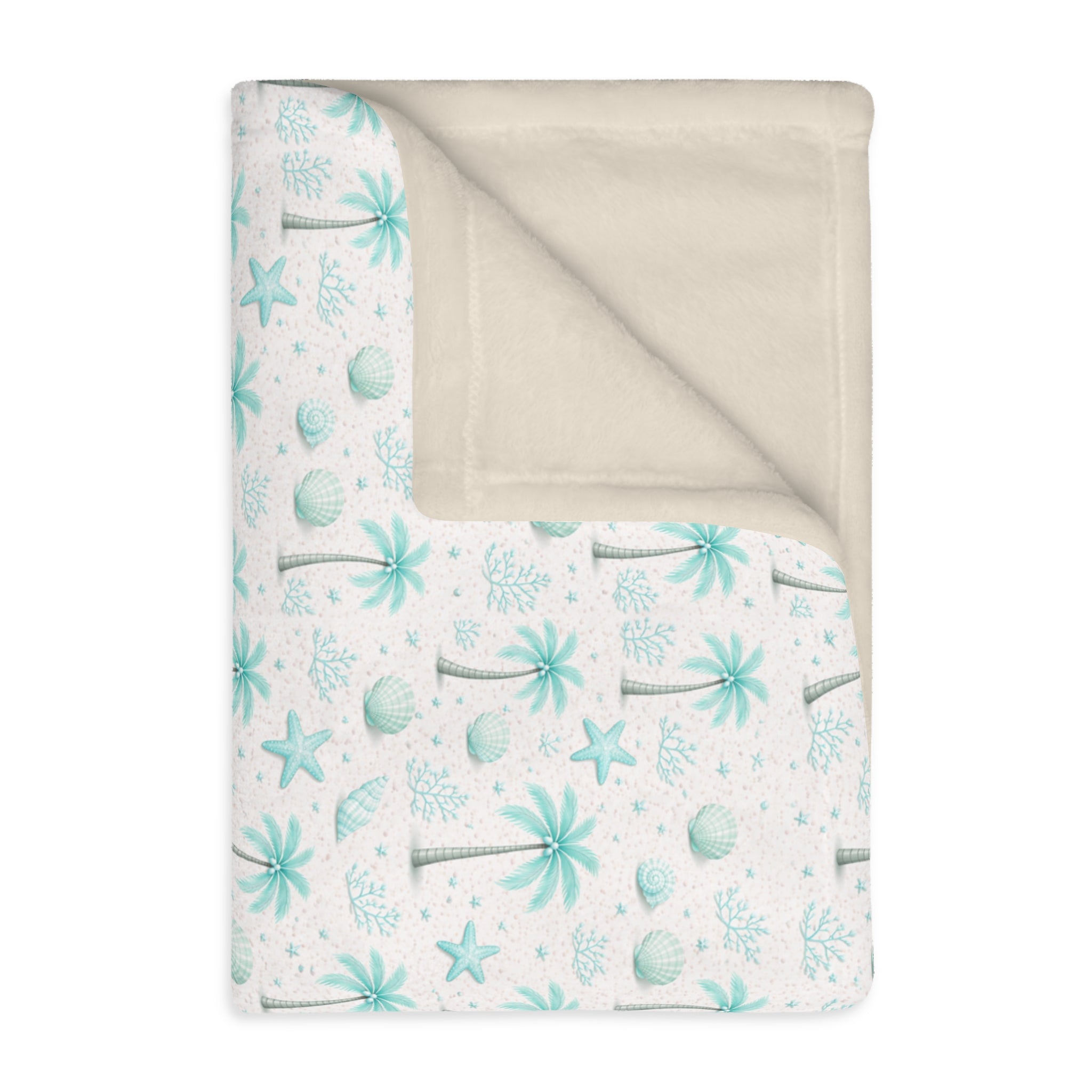 Aqua Palm Trees Pattern Blanket | Velveteen Microfiber Throw