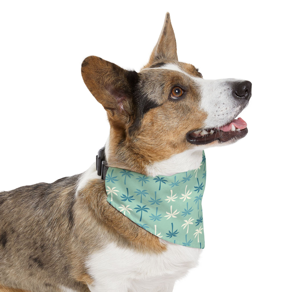 Teal Palm Tree Pattern Pet Bandana Collar | Tropical Dog Bandana