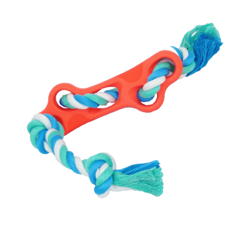 Rubber Bone Dog Chew Toy with Tug Rope - Coastal Paw & Co