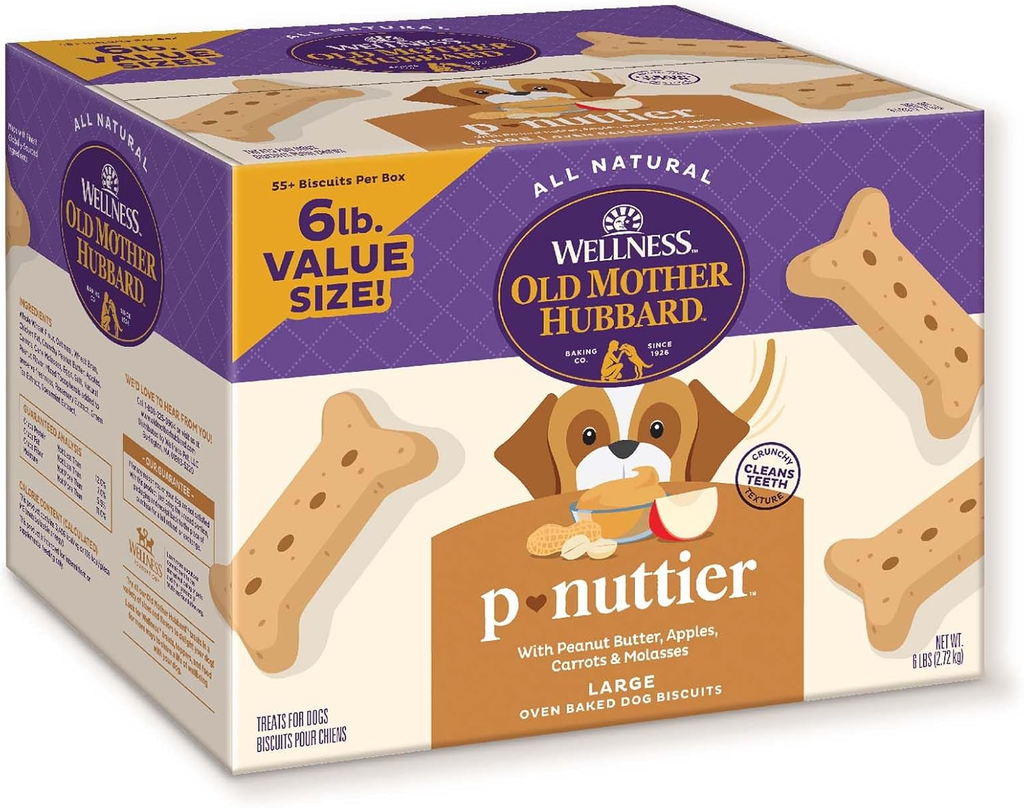 Wellness P-Nuttier Dog Biscuits, Natural, Training Treats, Peanut Butter Flavor, Large Size, (6 Pound Box) - Coastal Paw & Co