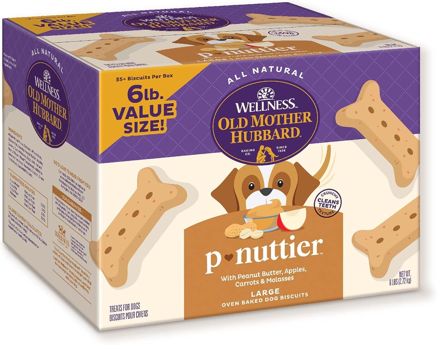 Wellness P-Nuttier Dog Biscuits, Natural, Training Treats, Peanut Butter Flavor, Large Size, (6 Pound Box) - Coastal Paw & Co