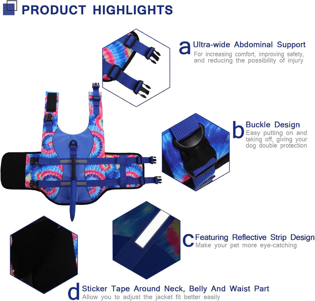 Dog Life Jacket - Pet Safety Vest for Swimming & Boating, Shark Life Jacket with Floatation, Dog Lifesavers  (Blue Bandhnu, XL)