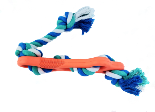 Rubber Bone Dog Chew Toy with Tug Rope - Coastal Paw & Co