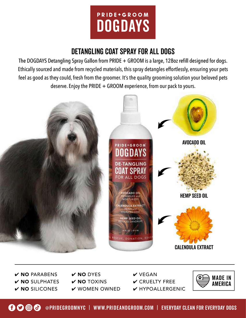DOGDAYS Leave-In Detangling Spray — Hydrating, Frizz-Control Formula for All Coat Types - Coastal Paw & Co