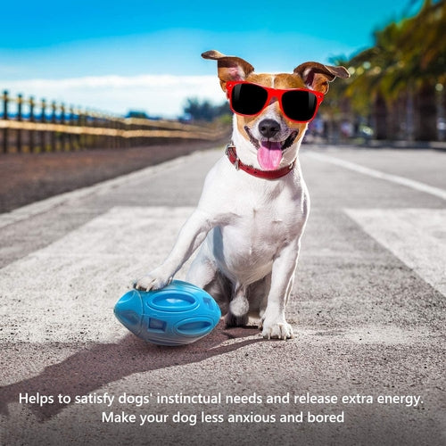 Soft & Durable Rubber Rugby Dog Ball With Squeaker - Coastal Paw & Co