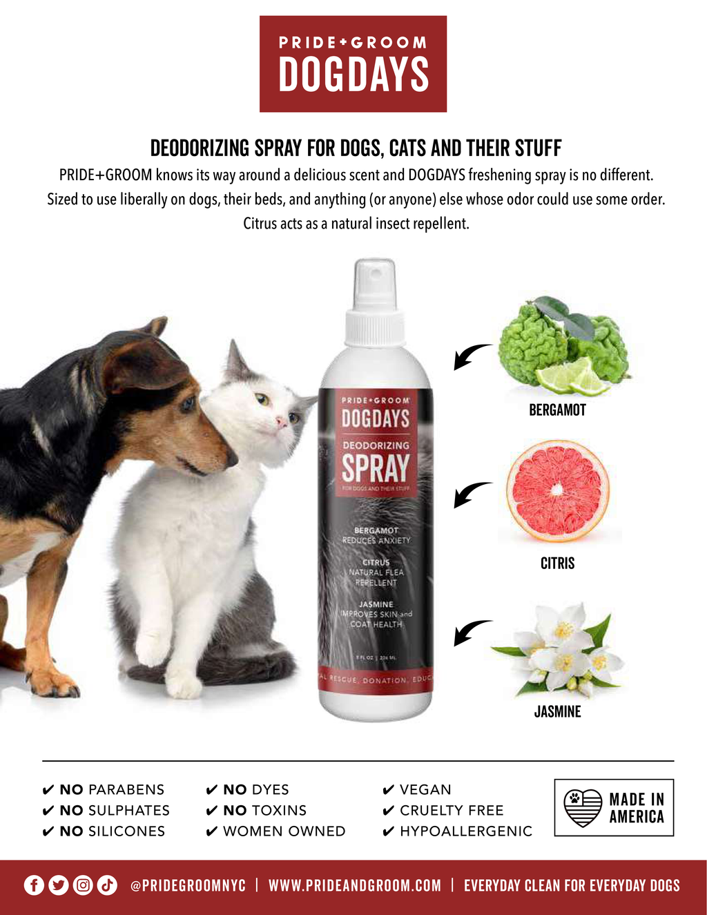 DOGDAYS Dog Deodorizing Spray — Natural, Hypoallergenic Freshening Mist - Coastal Paw & Co
