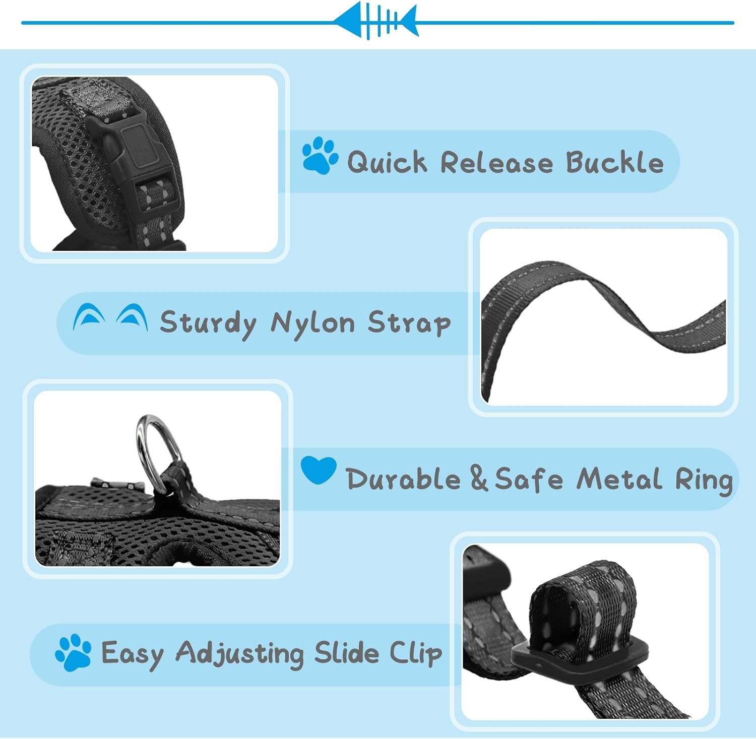Cat Harness and Leash Set for Small to Large Cats Adjustable Cat Vest Harness with Reflective Trim Universal Cat Leash and Harness for Cats/Puppies
