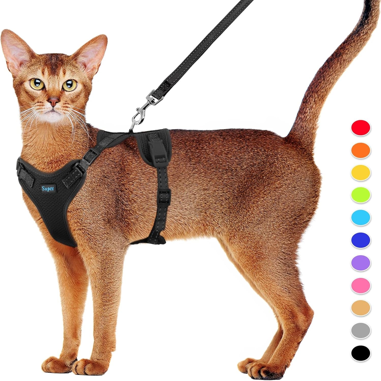 Cat Harness and Leash Set for Small to Large Cats Adjustable Cat Vest Harness with Reflective Trim Universal Cat Leash and Harness for Cats/Puppies