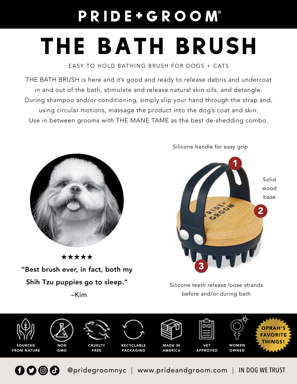 THE BATH BRUSH Dual-Use Silicone Grooming Brush — De-Shedding, Massaging & Waterproof Tool for Dogs - Coastal Paw & Co