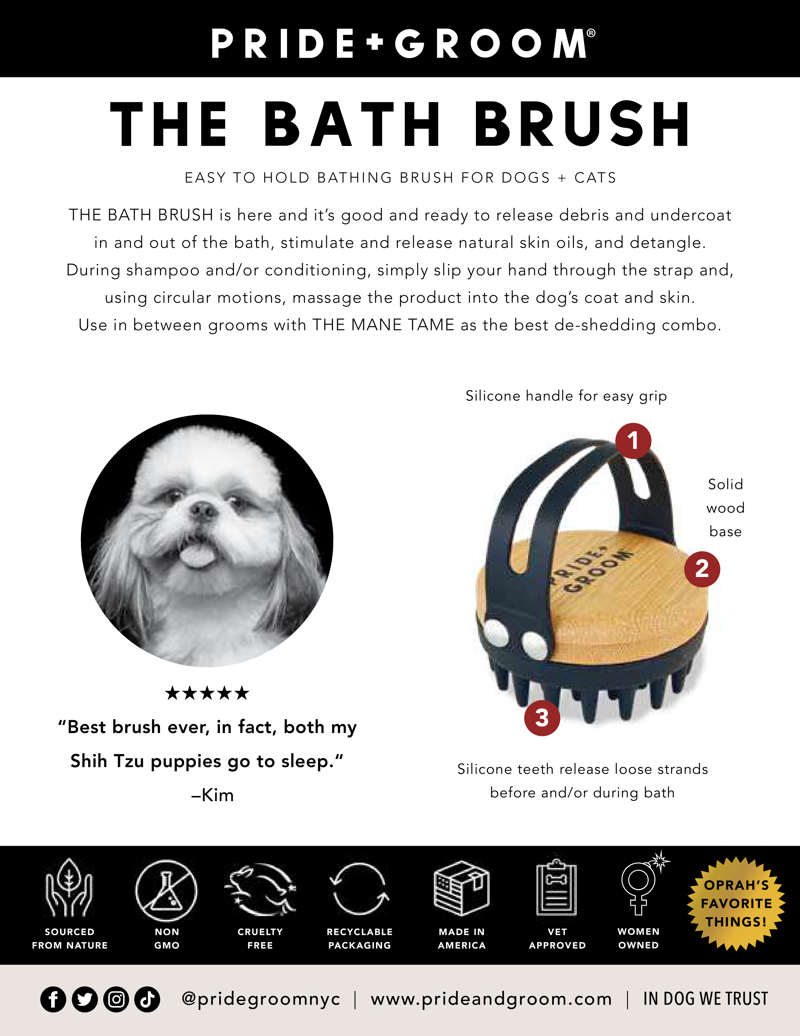 THE BATH BRUSH Dual-Use Silicone Grooming Brush — De-Shedding, Massaging & Waterproof Tool for Dogs - Coastal Paw & Co