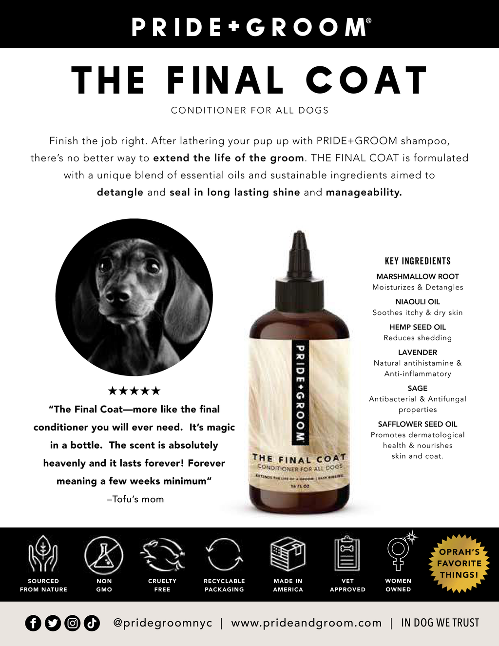 THE FINAL COAT Dog Conditioner — All-Natural, Vegan, Hypoallergenic Conditioner for a Soft, Shiny Coat - Coastal Paw & Co
