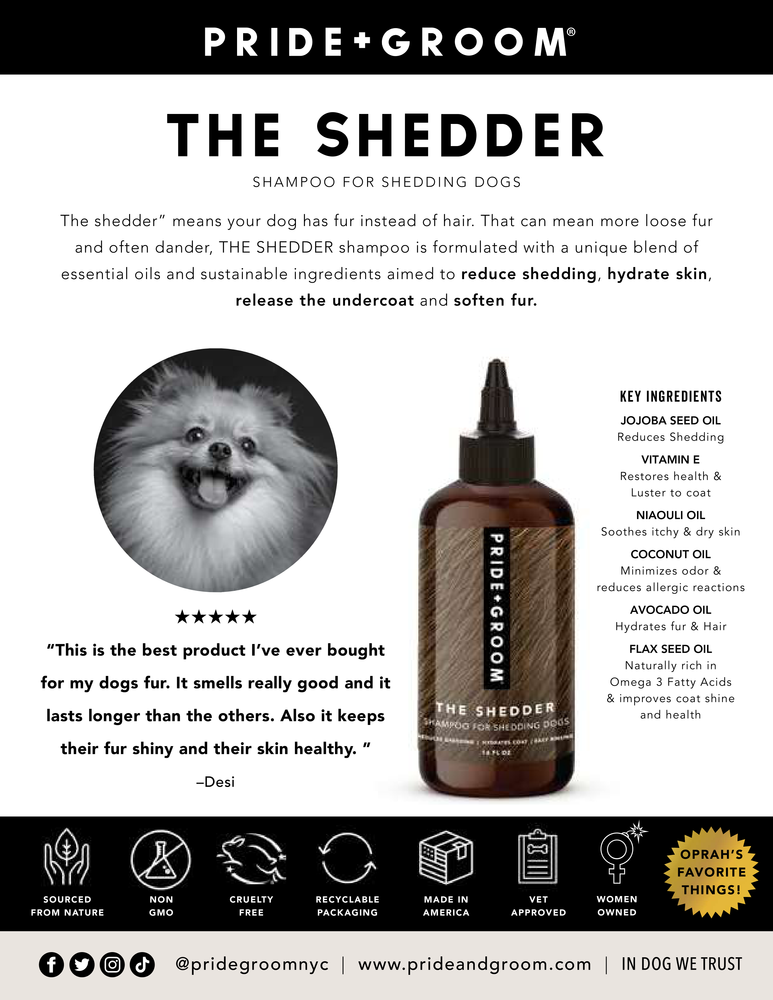 THE SHEDDER Dog Shampoo — Natural, Moisturizing De-Shedding Shampoo for Dogs Who Shed - Coastal Paw & Co