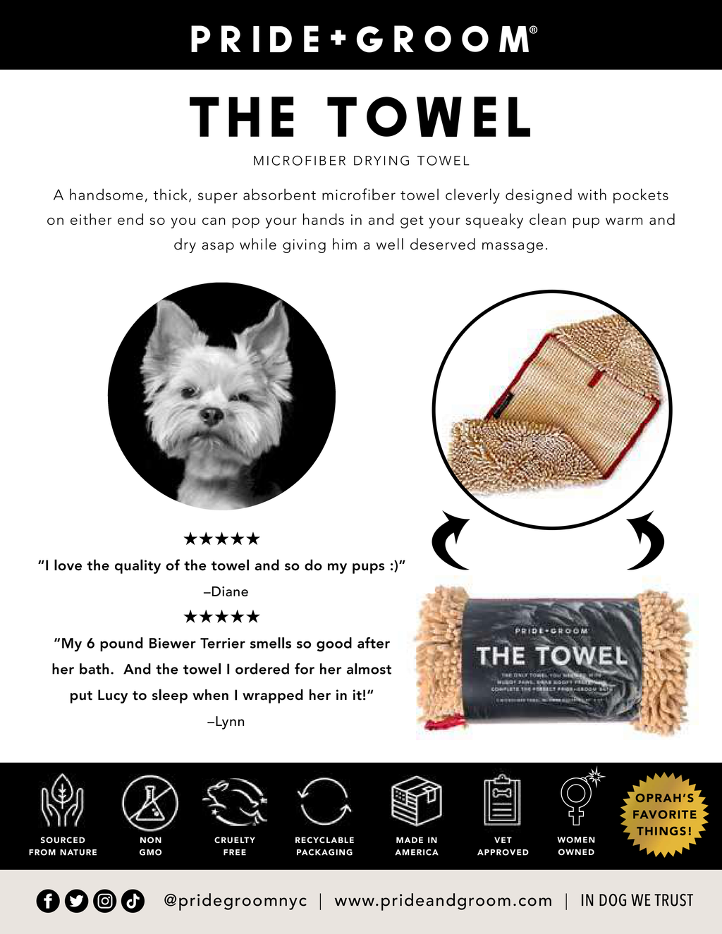 THE TOWEL Microfiber Dog & Cat Drying Towel — Hand Pockets, Odor-Resistant & 7× Water Absorbent - Coastal Paw & Co