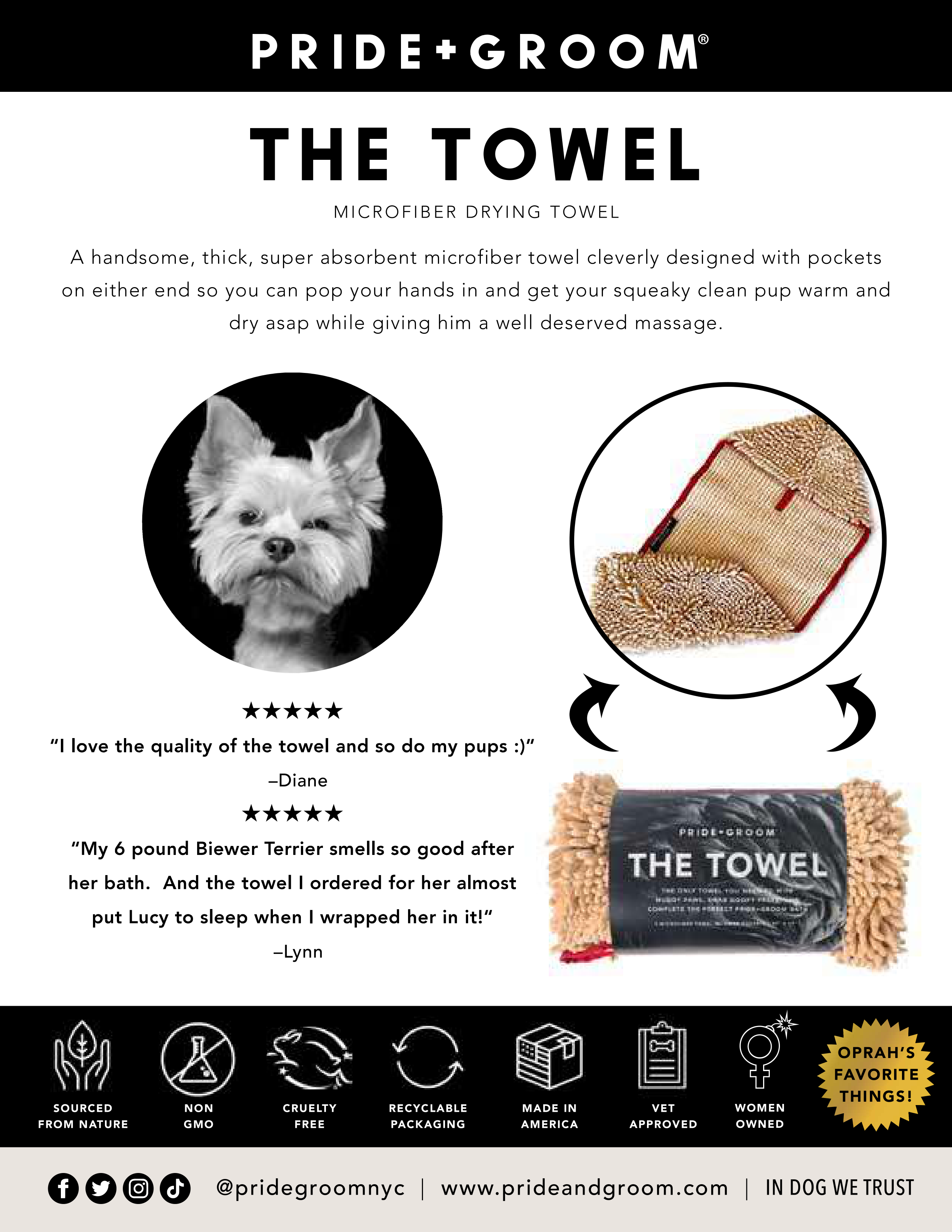 THE TOWEL Microfiber Dog & Cat Drying Towel — Hand Pockets, Odor-Resistant & 7× Water Absorbent - Coastal Paw & Co